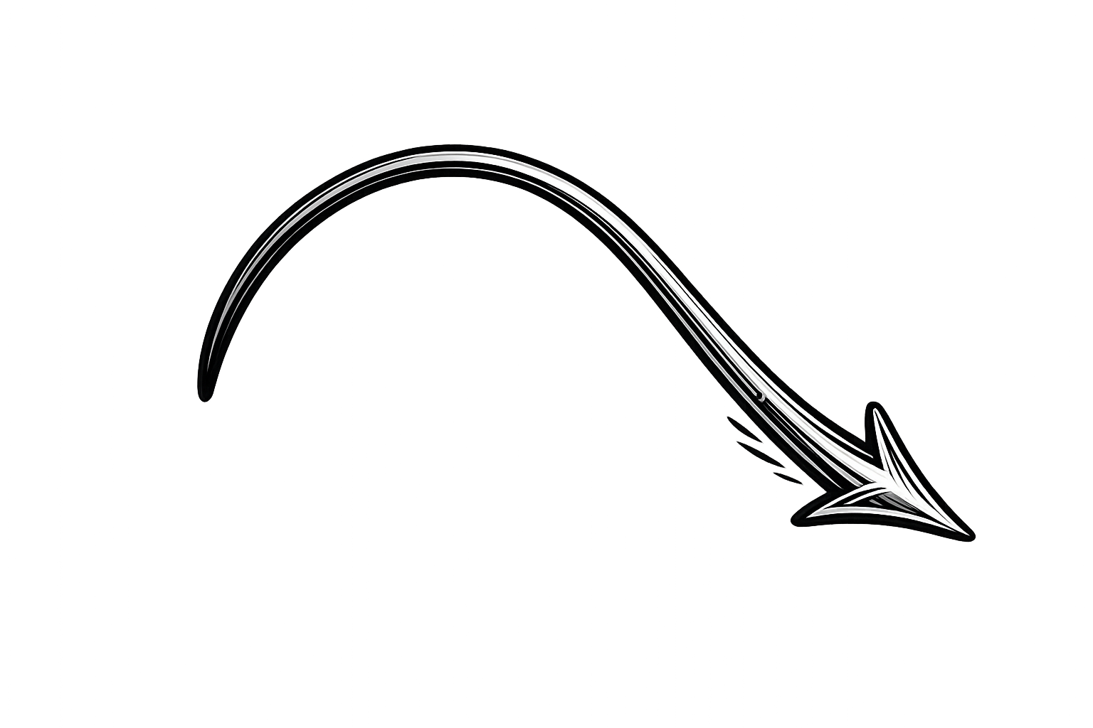 A black background with a glowing white downward arrow.