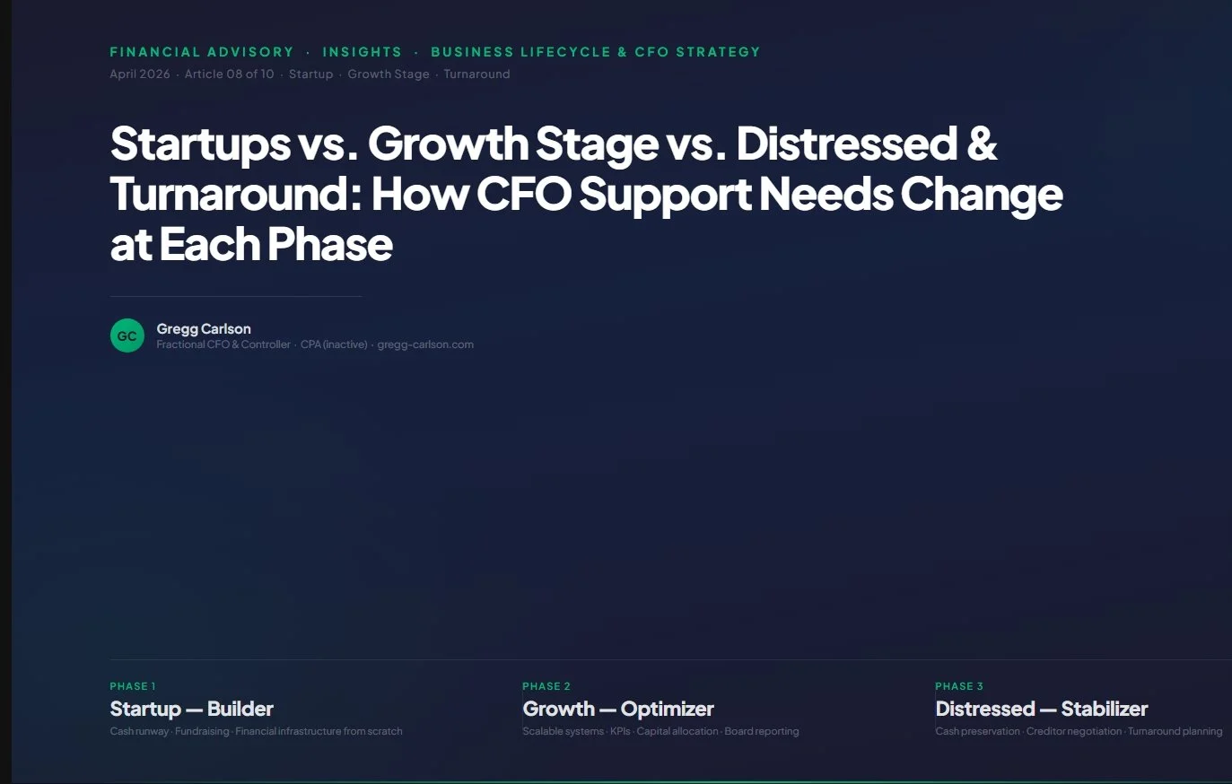 Startups vs. Growth Stage vs. Distressed &amp; Turnaround: How CFO Support Needs Change at Each Phase