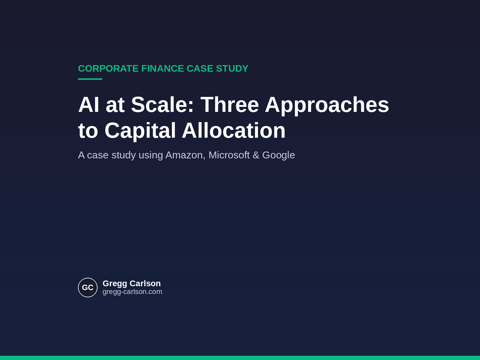 AI at Scale: Three Approaches to Capital Allocation — A Corporate Finance Case Study Using Amazon, Microsoft, and Google