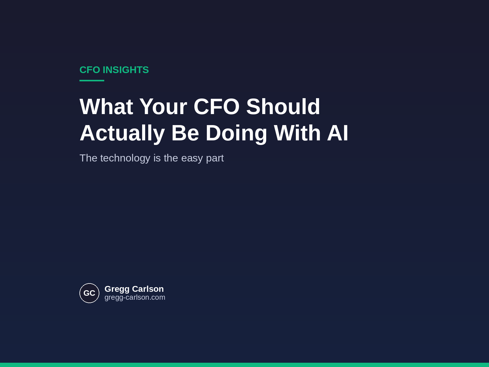 What Your CFO Should Actually Be Doing With AI — And Why the Technology Is the Easy Part