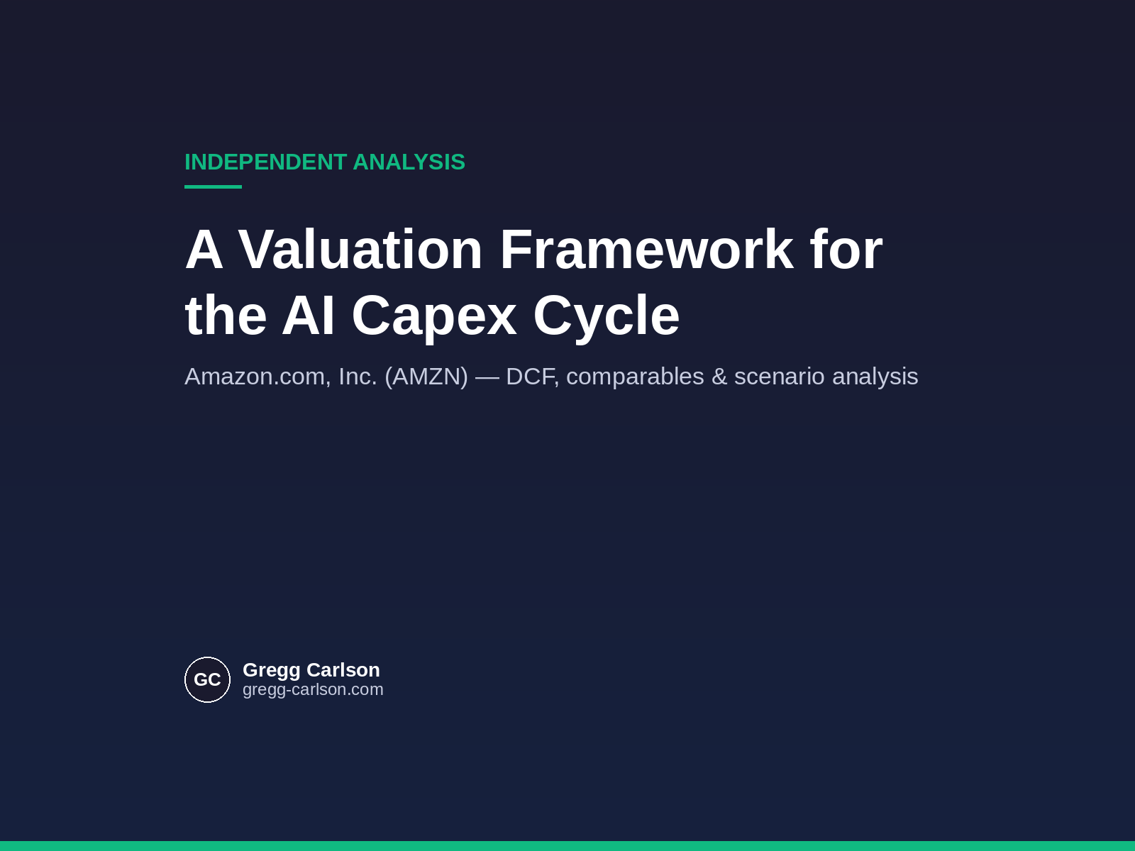 Amazon.com, Inc.: A Valuation Framework for the AI Capex Cycle