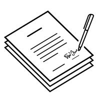 A stack of papers with a pen signing the top page.