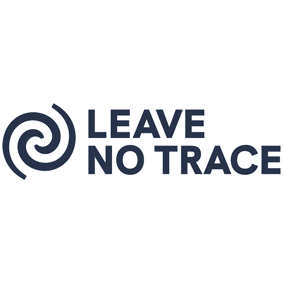 Logo with a spiral symbol and the text 'Leave No Trace' in bold capital letters