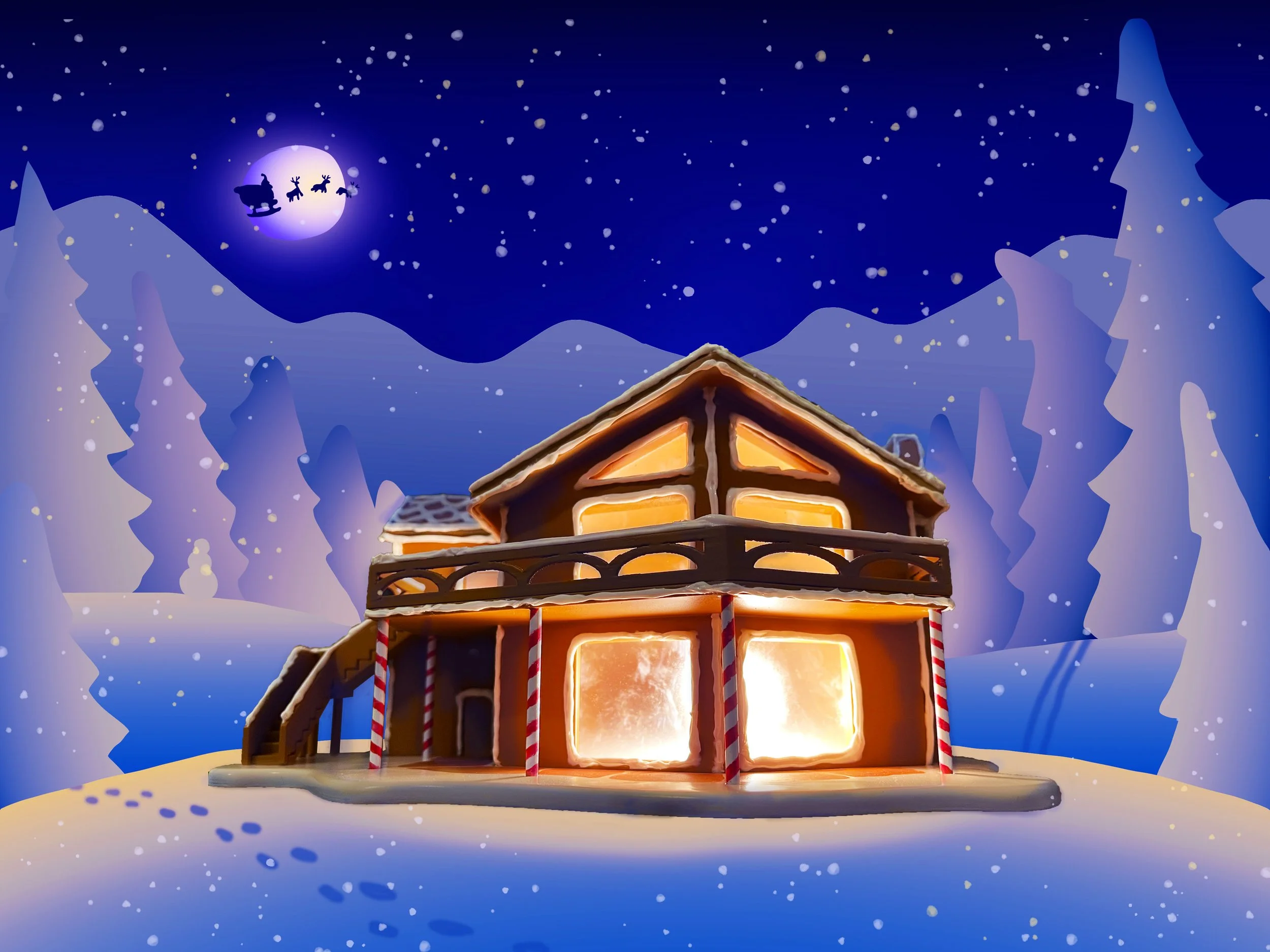 I made a miniaturized gingerbread version of my house with a light inside for a Christmas gift for my family. I baked (designed, 3D printed, sanded, and painted) and iced it and the result is really something special.