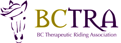 Logo of BC Therapeutic Riding Association featuring a stylized horse head and text.