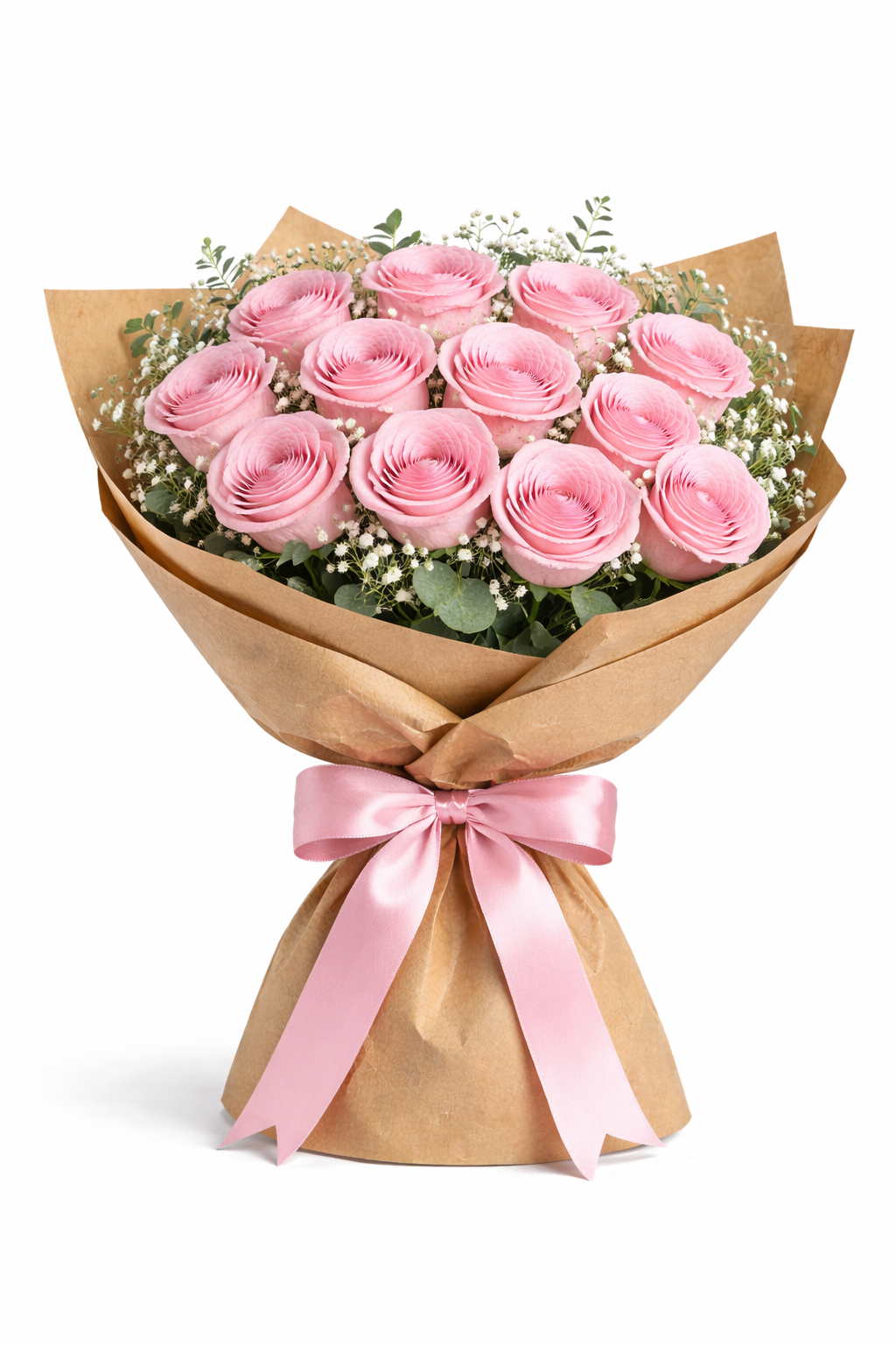 12 PINK ROSE BUNCH