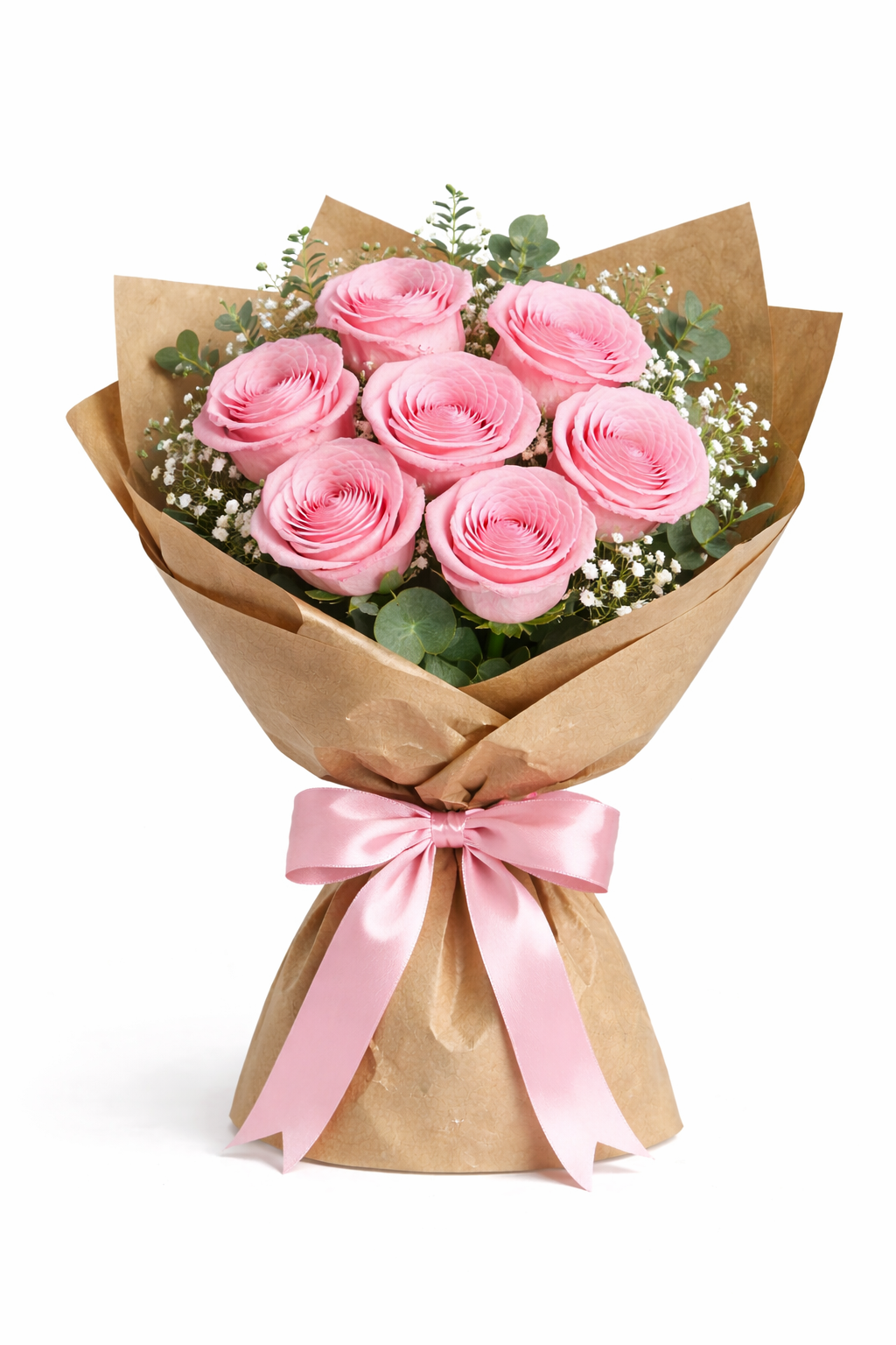 6 PINK ROSE BUNCH
