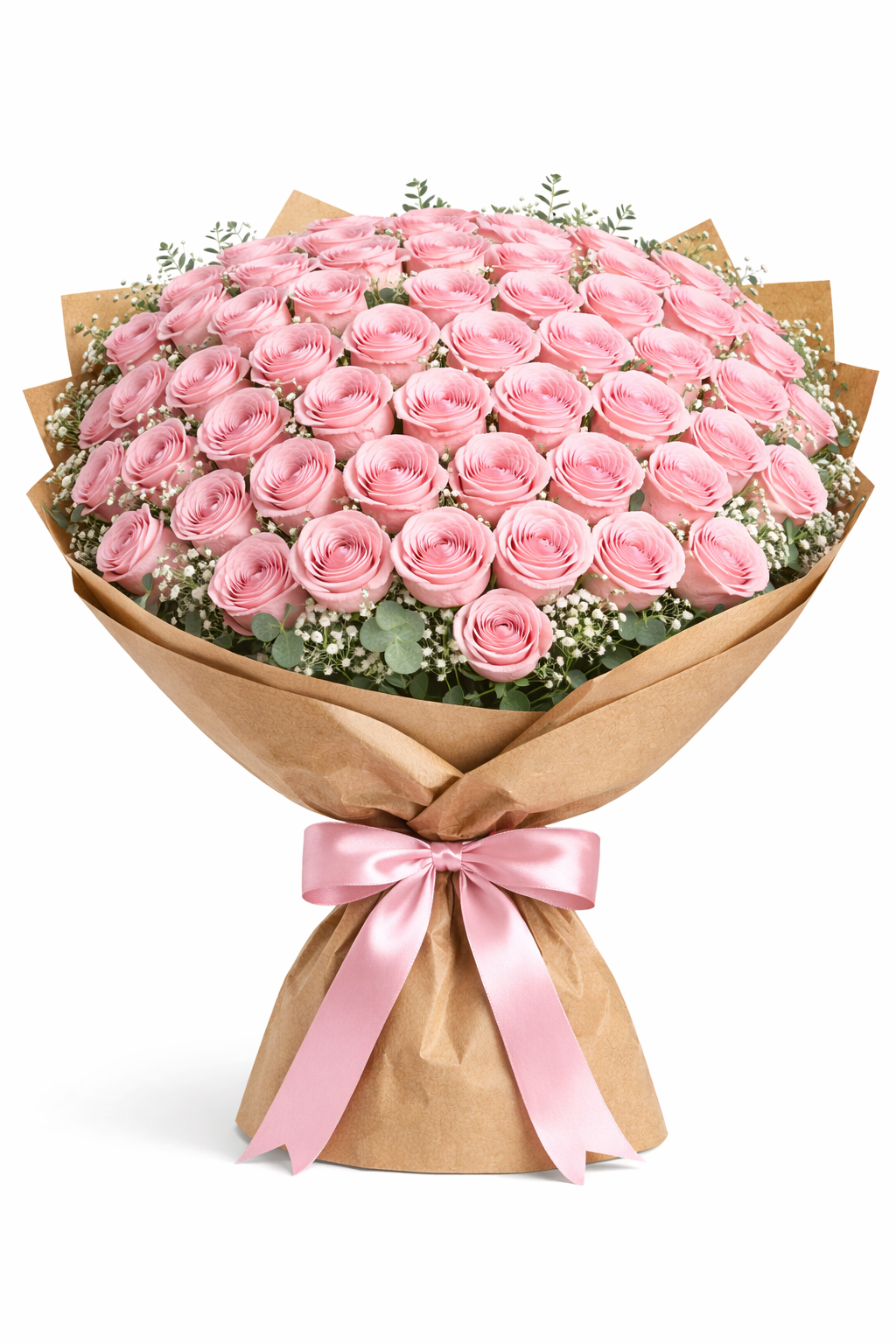 100 PINK ROSE BUNCH