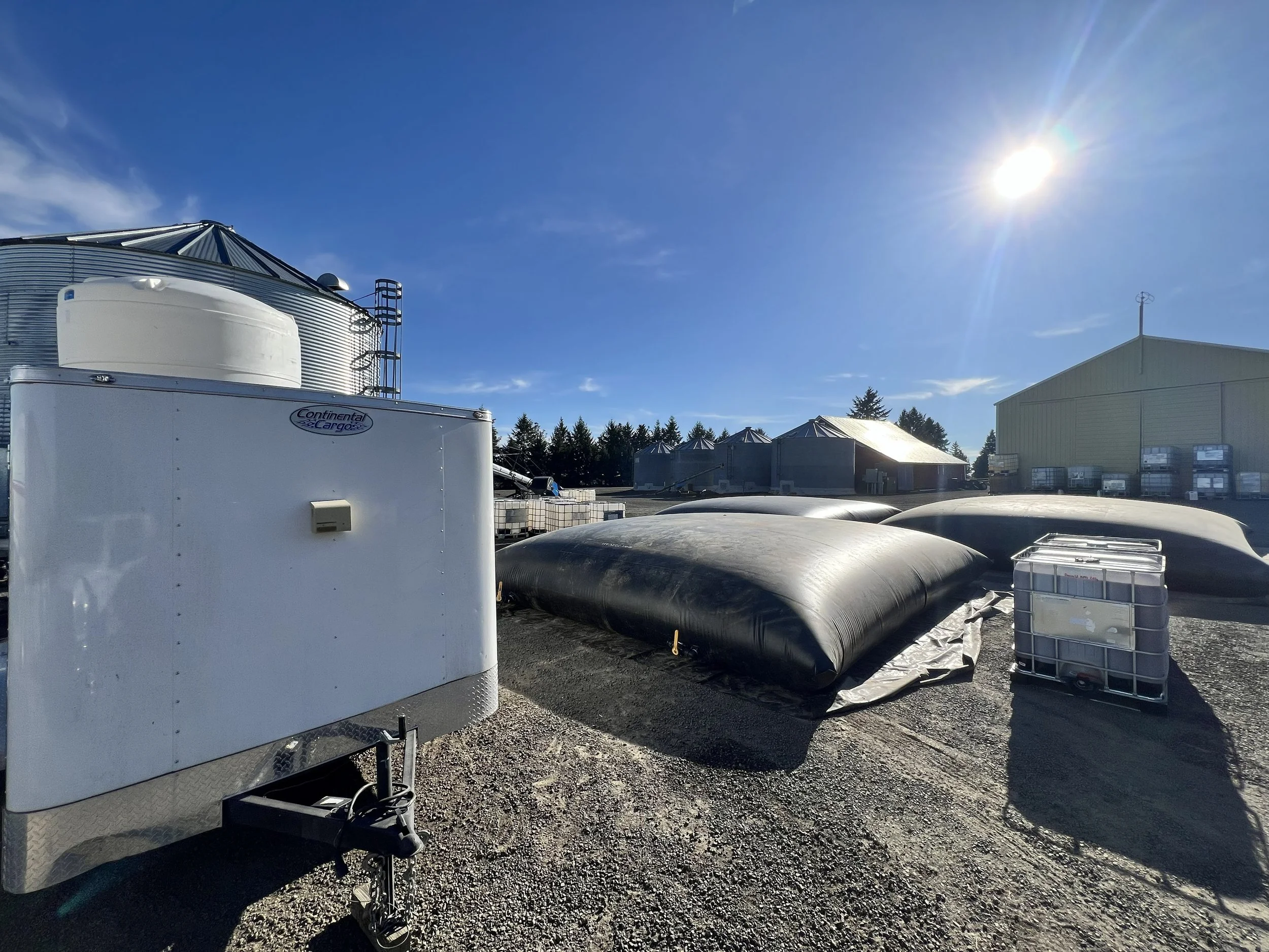 Water bladder pictured near agriculture water system