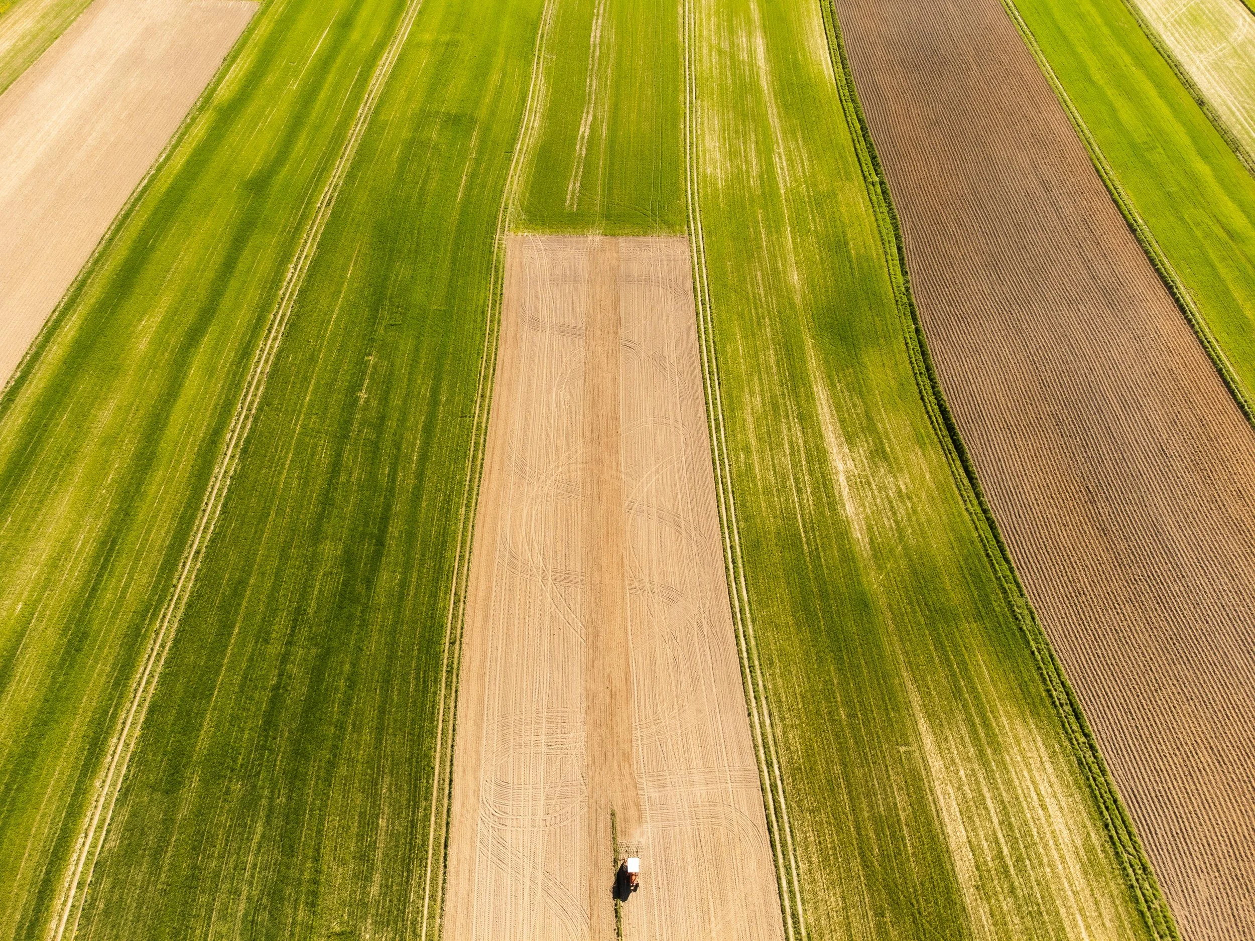 Aerial drone image of a farm field