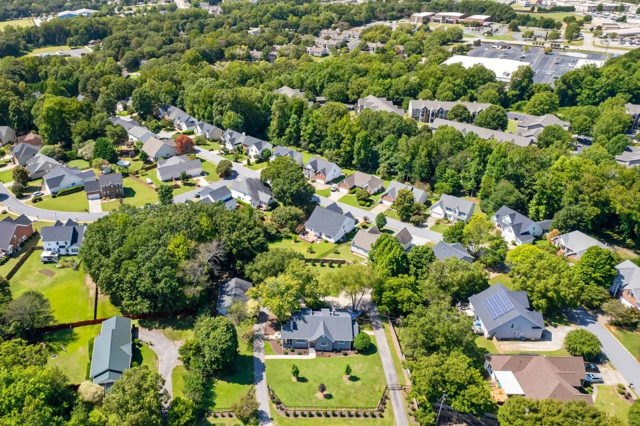 Aerial image of a residential neighborhood