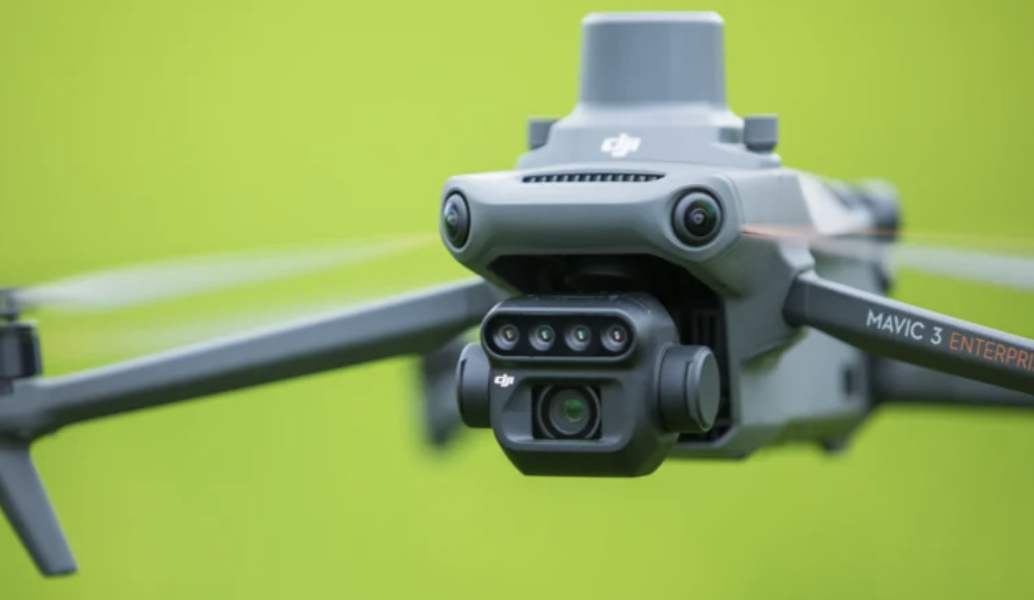 Close up image of DJI drone cameras and sensors