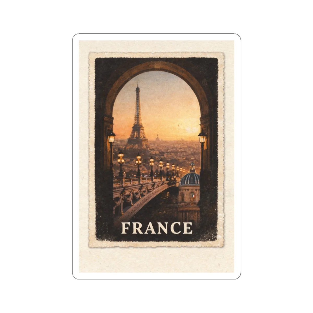 Paris Eiffel Tower Architecture Sticker – Vintage France Travel Decal