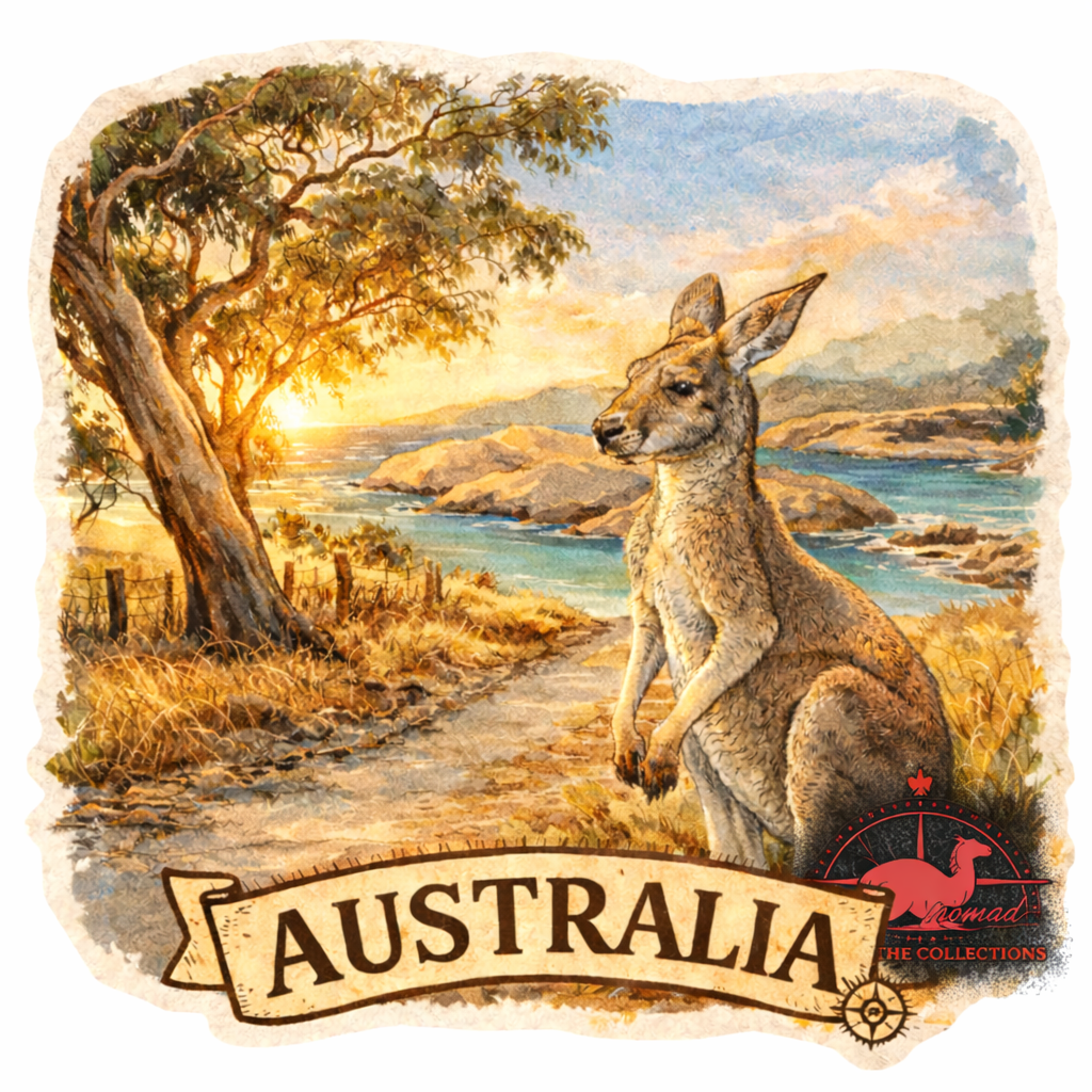 Australia Kangaroo Coastal Sticker – Vintage Travel Souvenir