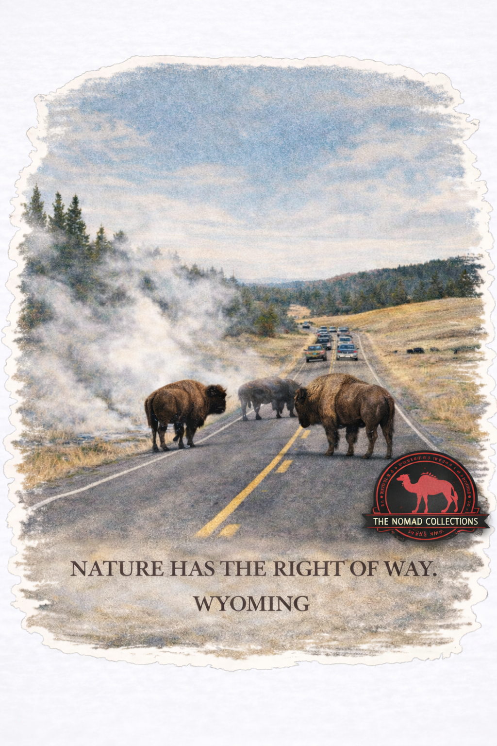 Wyoming Bison Sticker | “Nature Has the Right of Way” Scenic Vinyl Decal