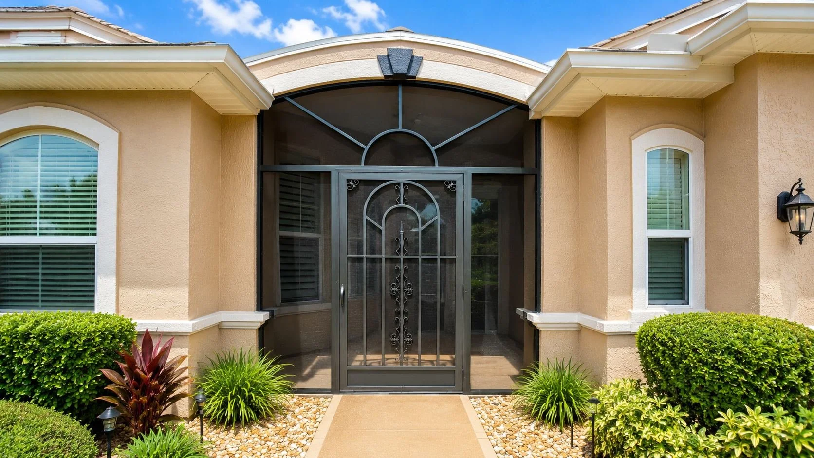 Inviting suburban entryway with screen door.jpg
