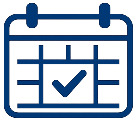 Icon of a calendar with a checkmark inside a box.