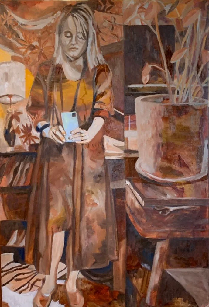 What lies behind you and what lies in front of you (2021) Oil on sized muslin panel. 24 x 36 in.