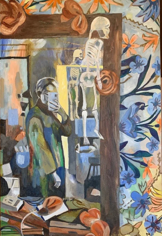 Vanitas I: Things you are afraid of  (2022) Oil on sized muslin. 24 x 36 in. 