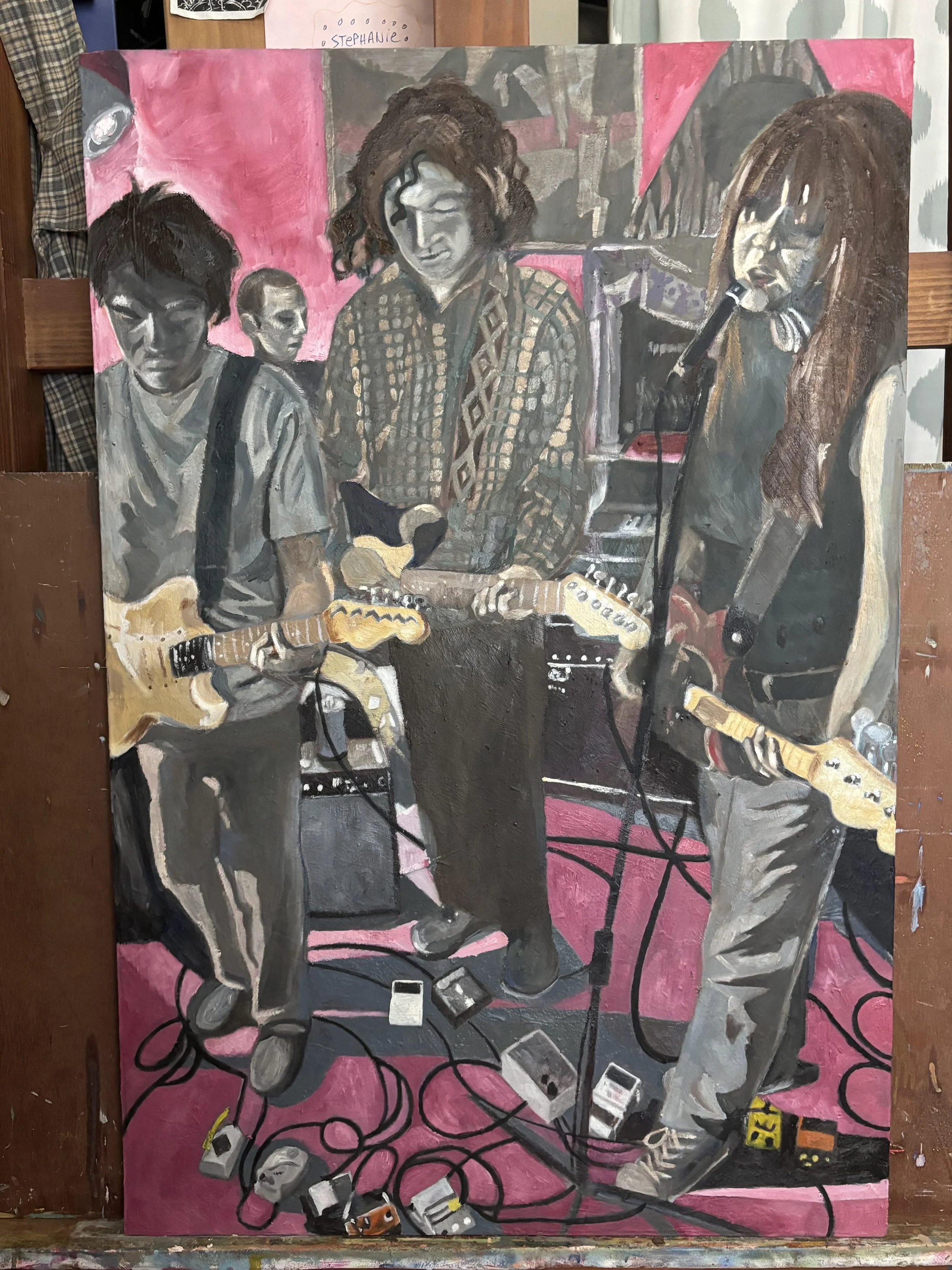 Semi Trucks summer house show, 2024 (2024-25) Oil on sized muslin. 24 x 36 in.