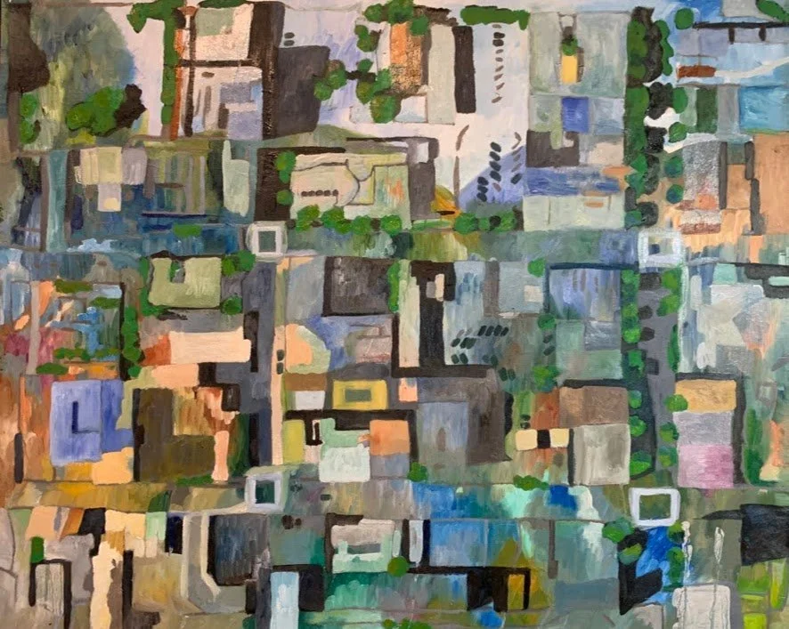 Wherever you go, there you are (2021) Oil on wood panel. 24 x 36 in.