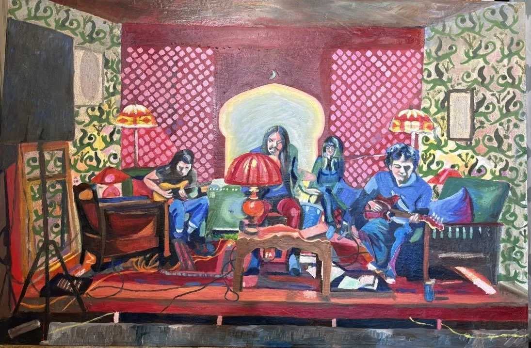 Elyria Shimmering on the edge of Chinatown (2023-24) Oil on sized muslin. 24 x 36 in. 