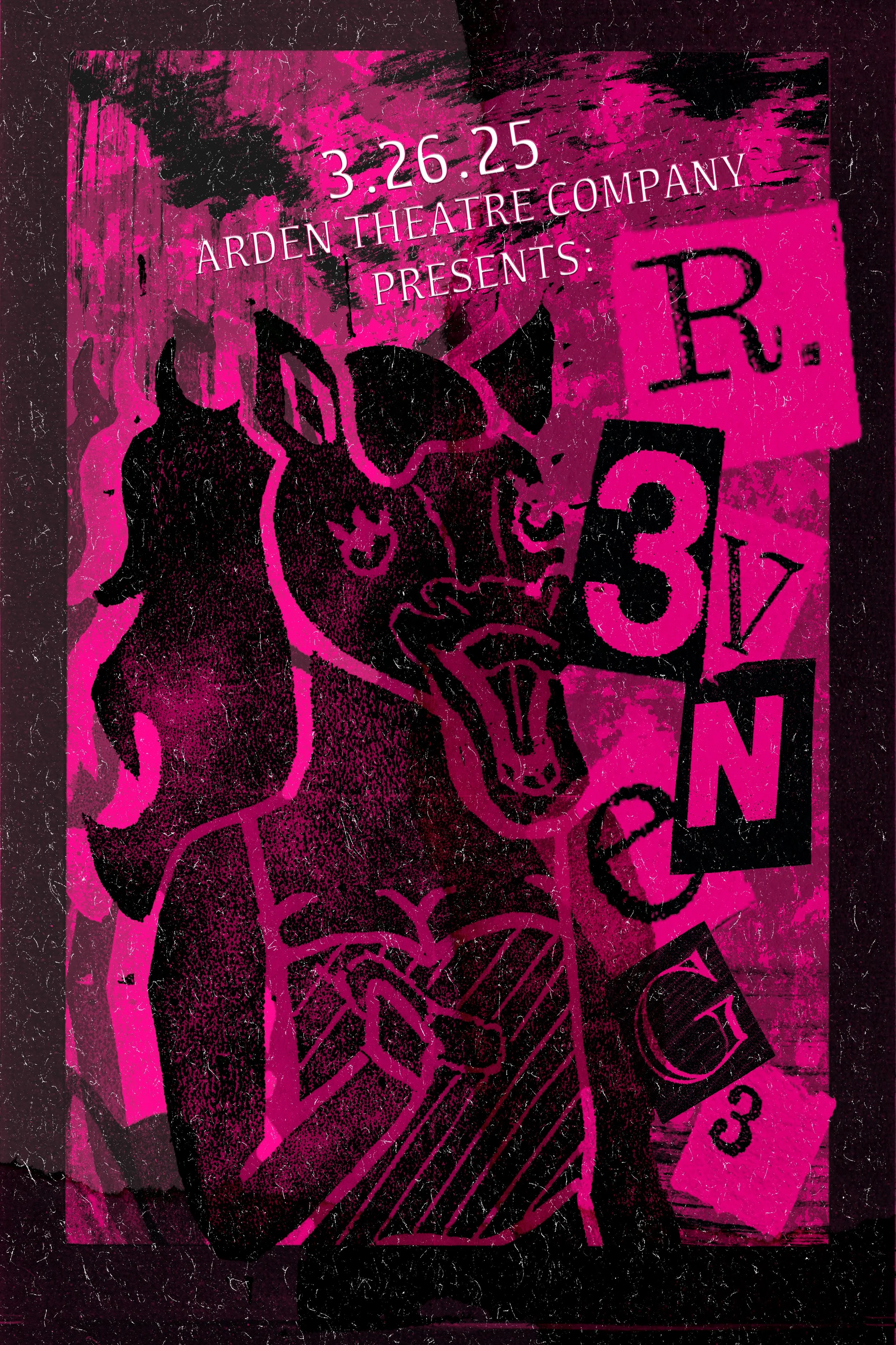 A linoleum print poster advertising a play.