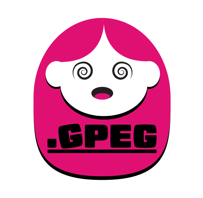 A pink cartoon character with a surprised facial expression, curly hair, spiral eyes, and the text '.GPEG' underneath.