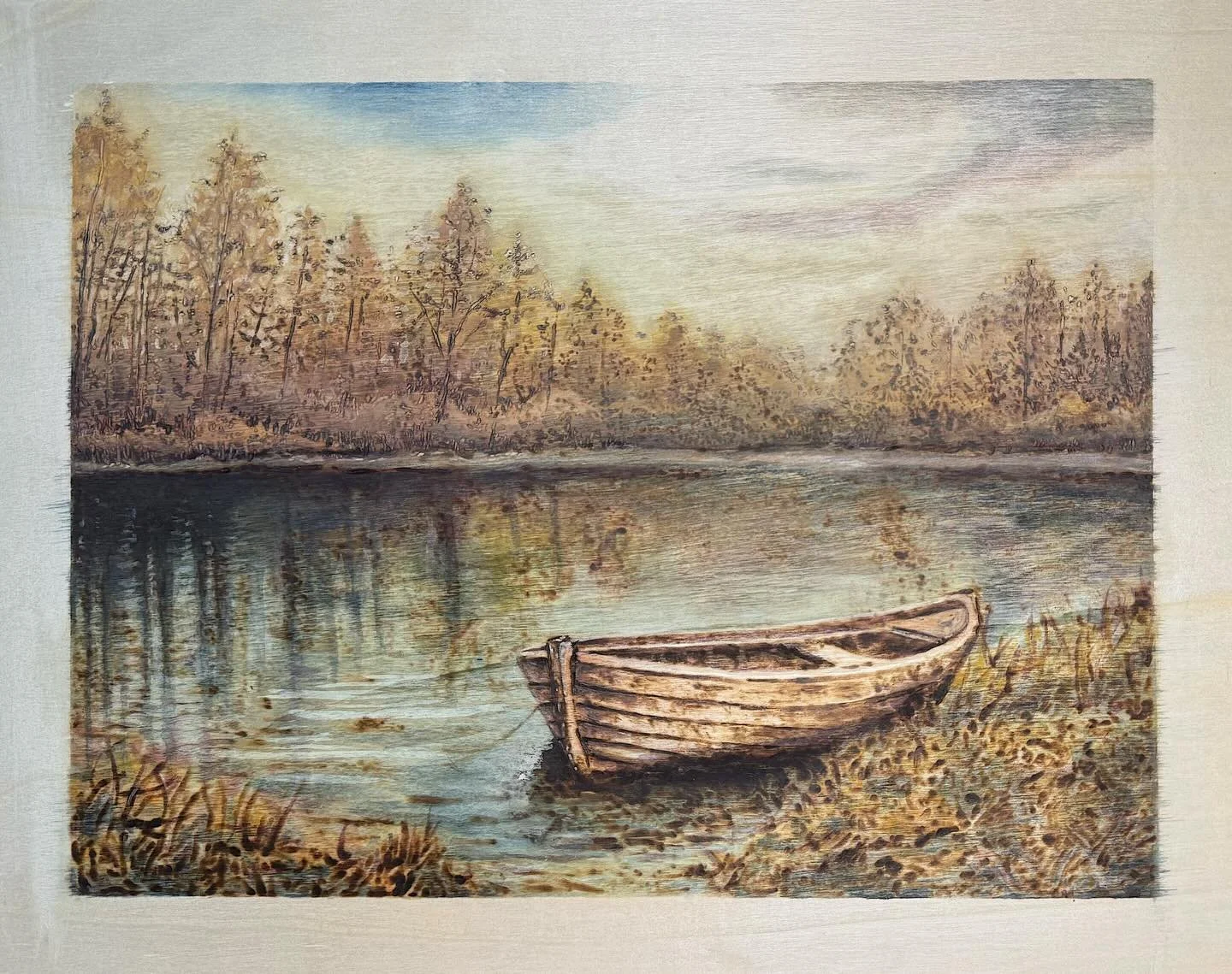 On Leaving, On Staying. #Woodburning and #Gouache.