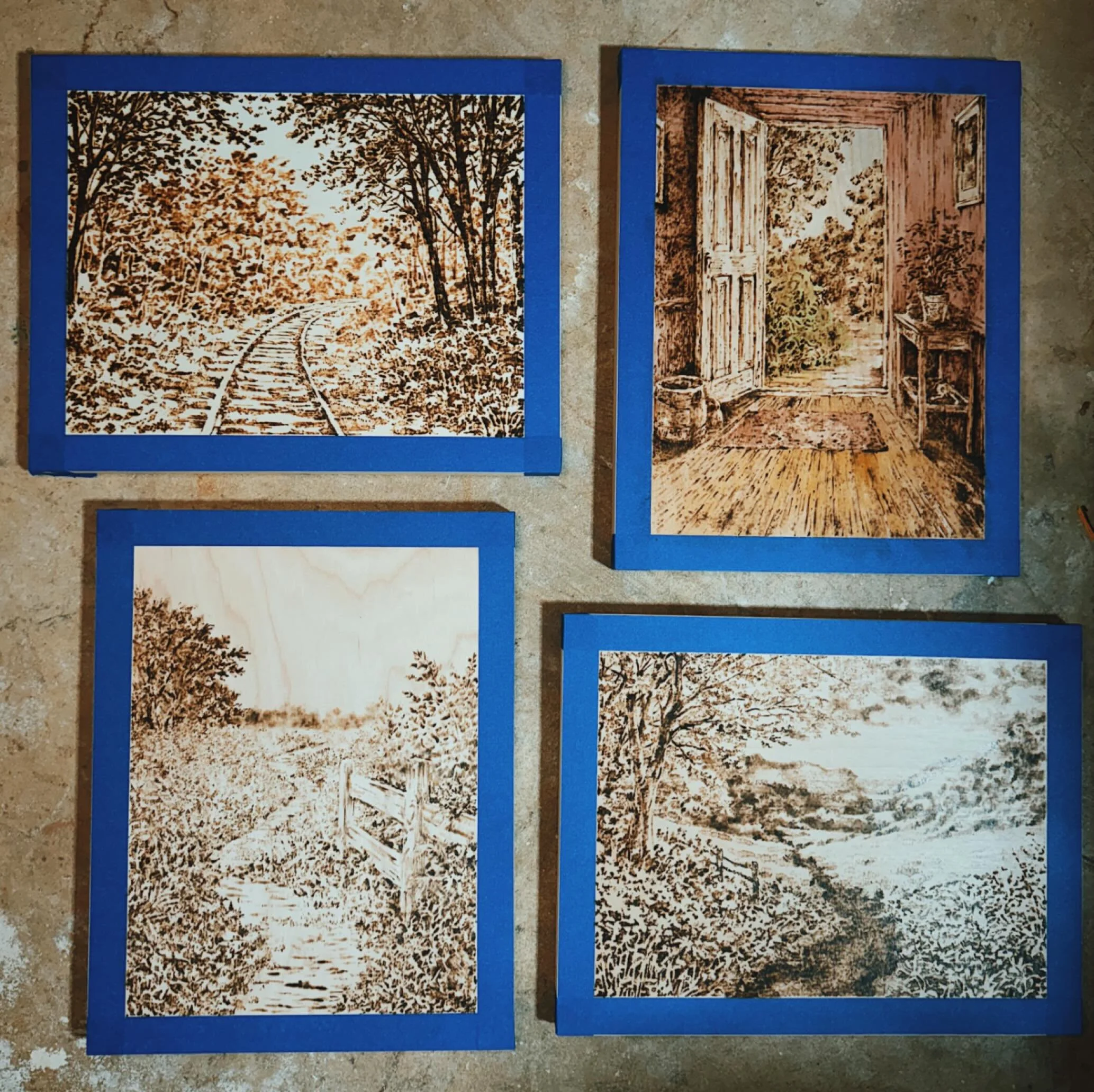 A small, unfinished series about paths, entries (or exits) and deciding to step forward.
Headed to @redravenartcompany in February.
#pyrography #woodburning #wip