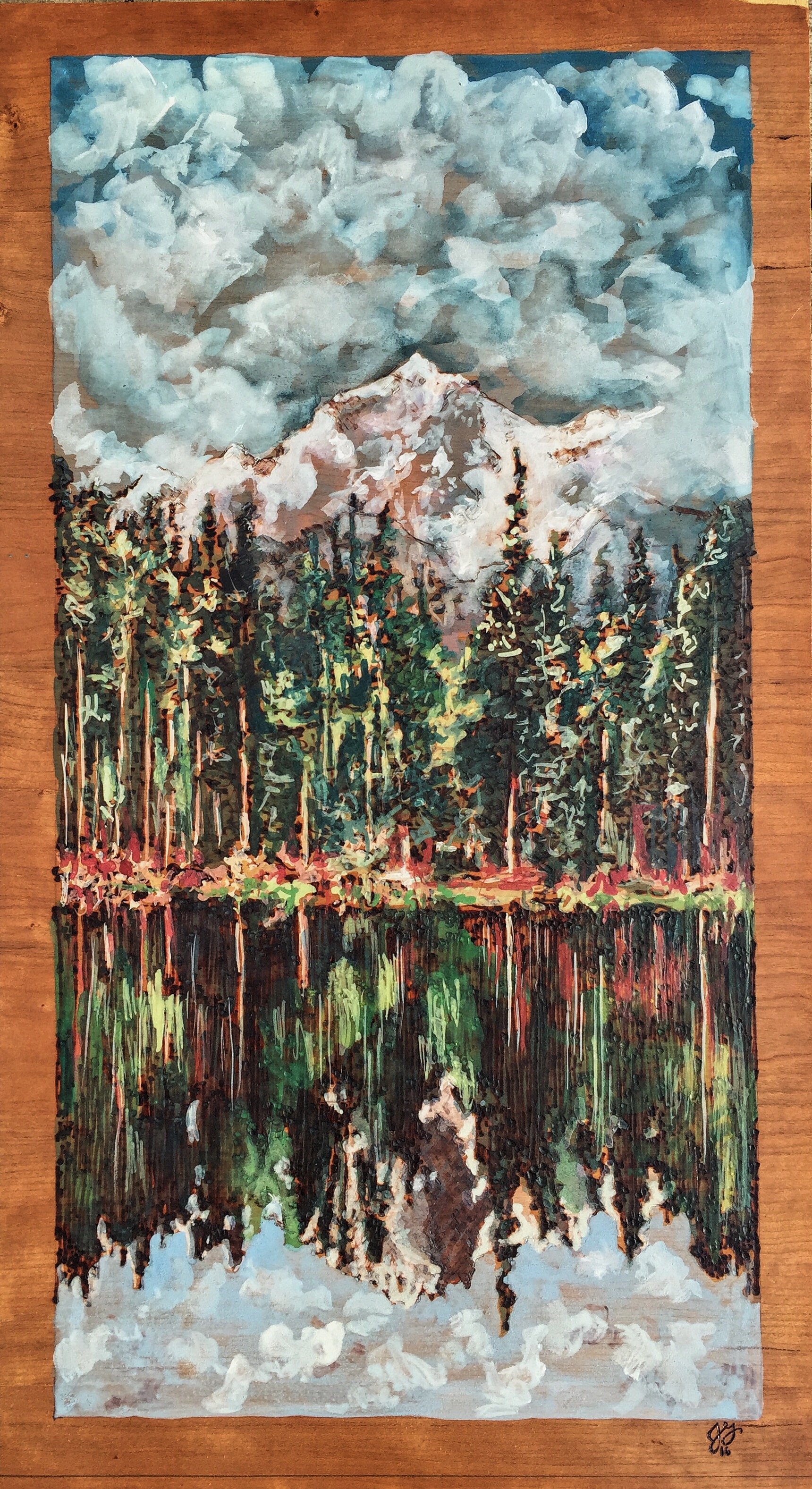 The Peace Below.
Gouache and woodburning. 
14" x 24" 

Original: Sold I Prints: Not Available