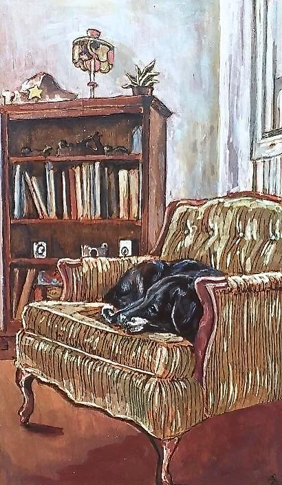 Onyx. Woodburning and watercolor. 12" x 16" Original: Private Collection I Prints: Available