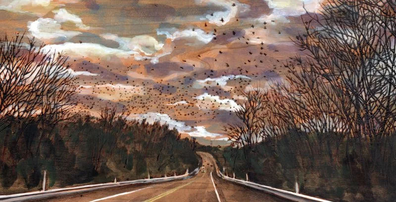Swarr Run Road. Lancaster. Woodburning and watercolor. 28"x 18.5" framed. Handmade walnut frame by Evan H. Germann.

Original: $1300 I Prints: Available