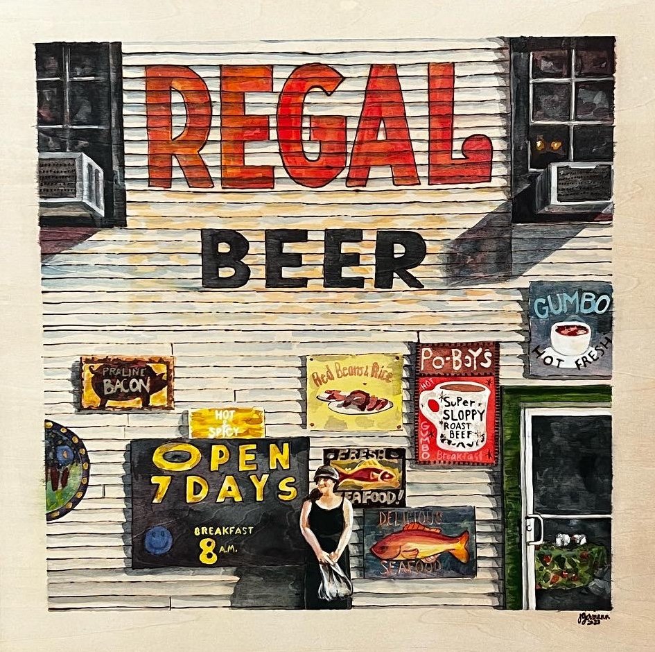 Regal. Woodburning and gouache. 20.75 x 20.75” framed. Handmade walnut frame by Evan H. Germann. 

Original: Sold I Prints: Available