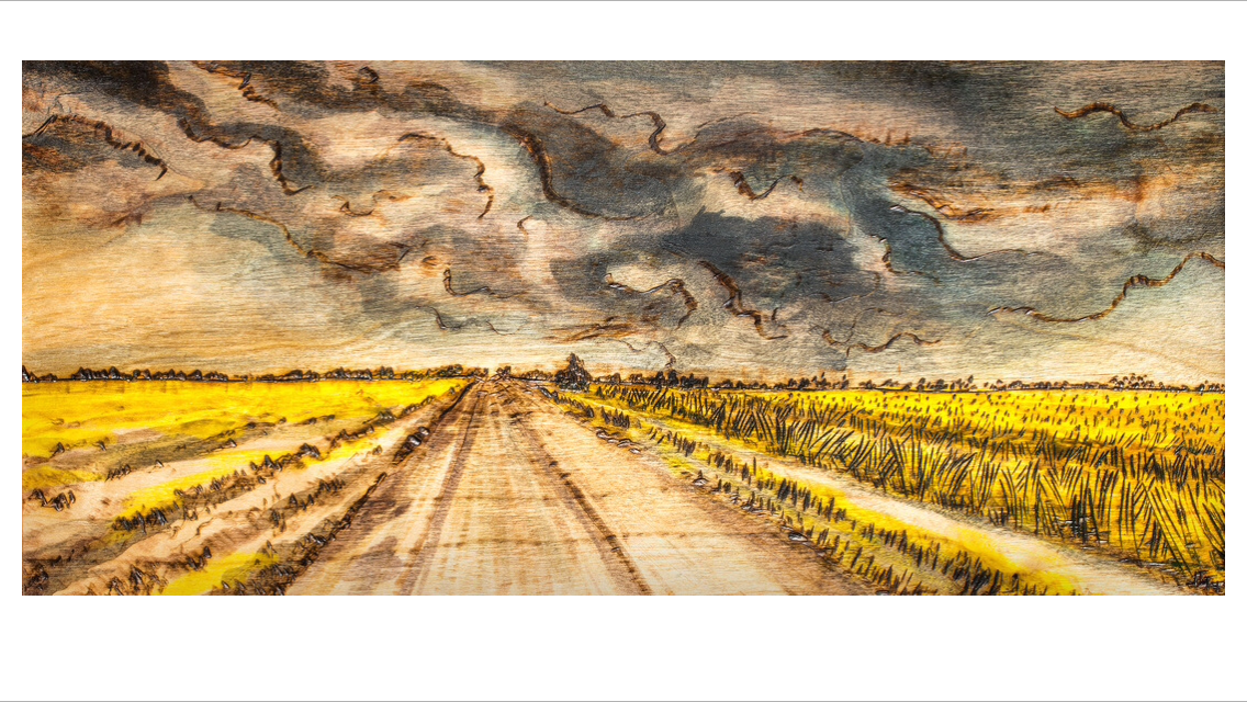 Open Road. Driving through Kansas as a storm rolls in. 8.5"x14.25" Handmade walnut frame by Evan H. Germann. 

Original: Sold I Prints: Not Available