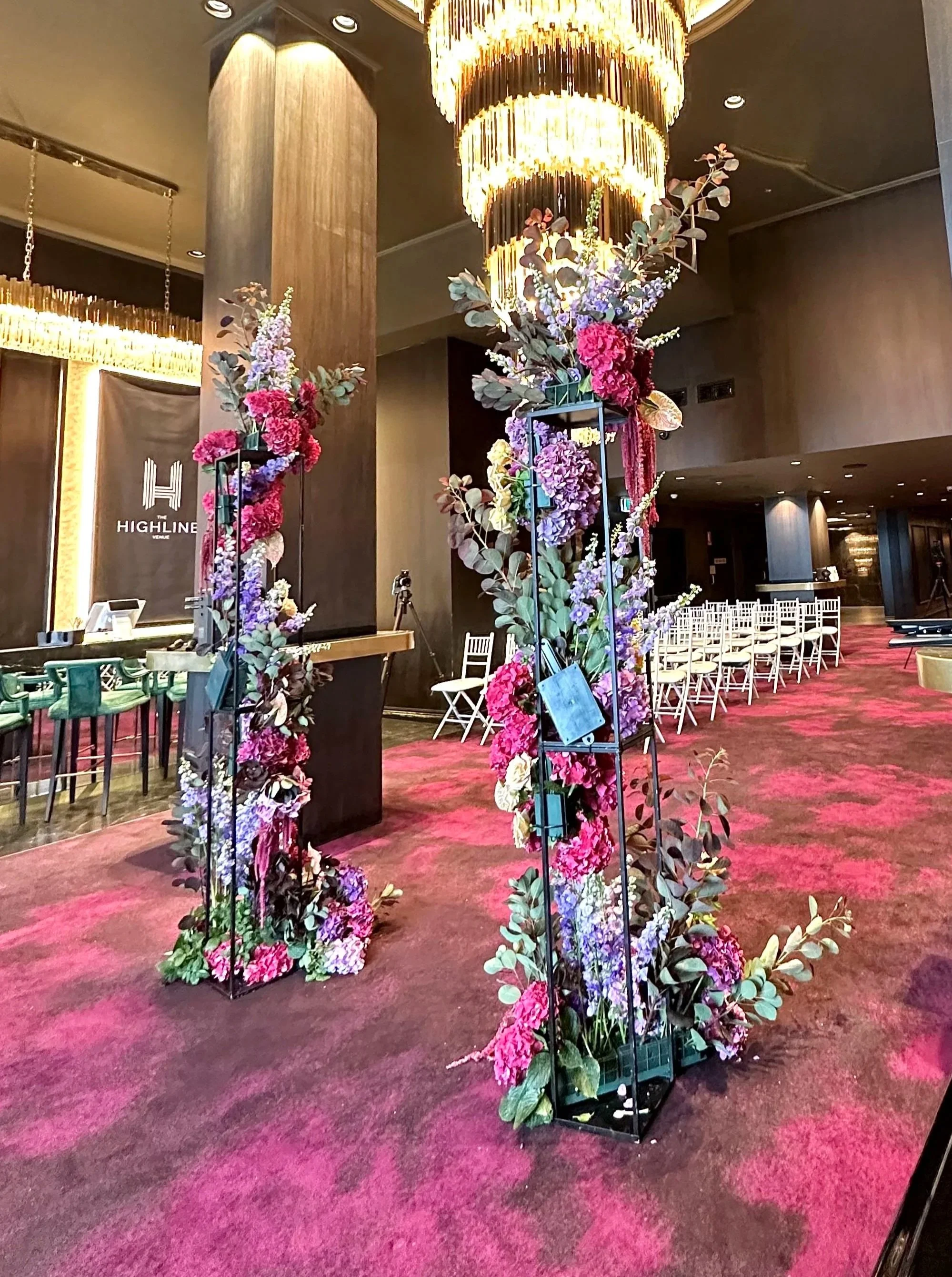 Wedding ceremony setup with floral installations at a Sydney venue.