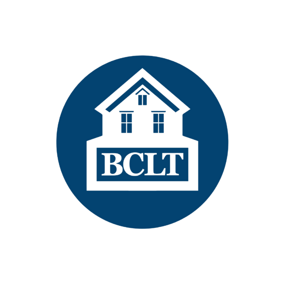 Logo with a house silhouette and the words 'BCIT' inside a rectangle, all in white on a dark blue circular background.