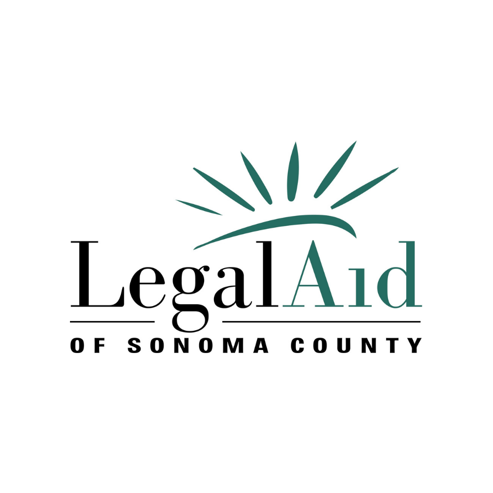 Logo for Legal Aid of Sonoma County featuring a stylized sunburst and the organization name.
