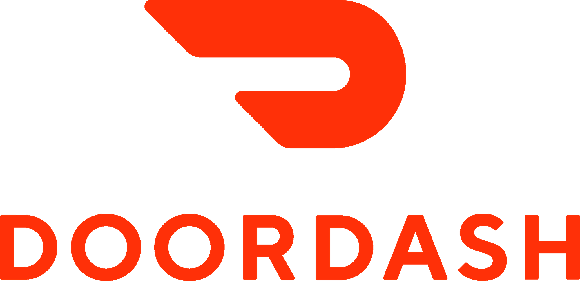 DoorDash logo with a stylized D in red and black, and the company name in bold red letters underneath.
