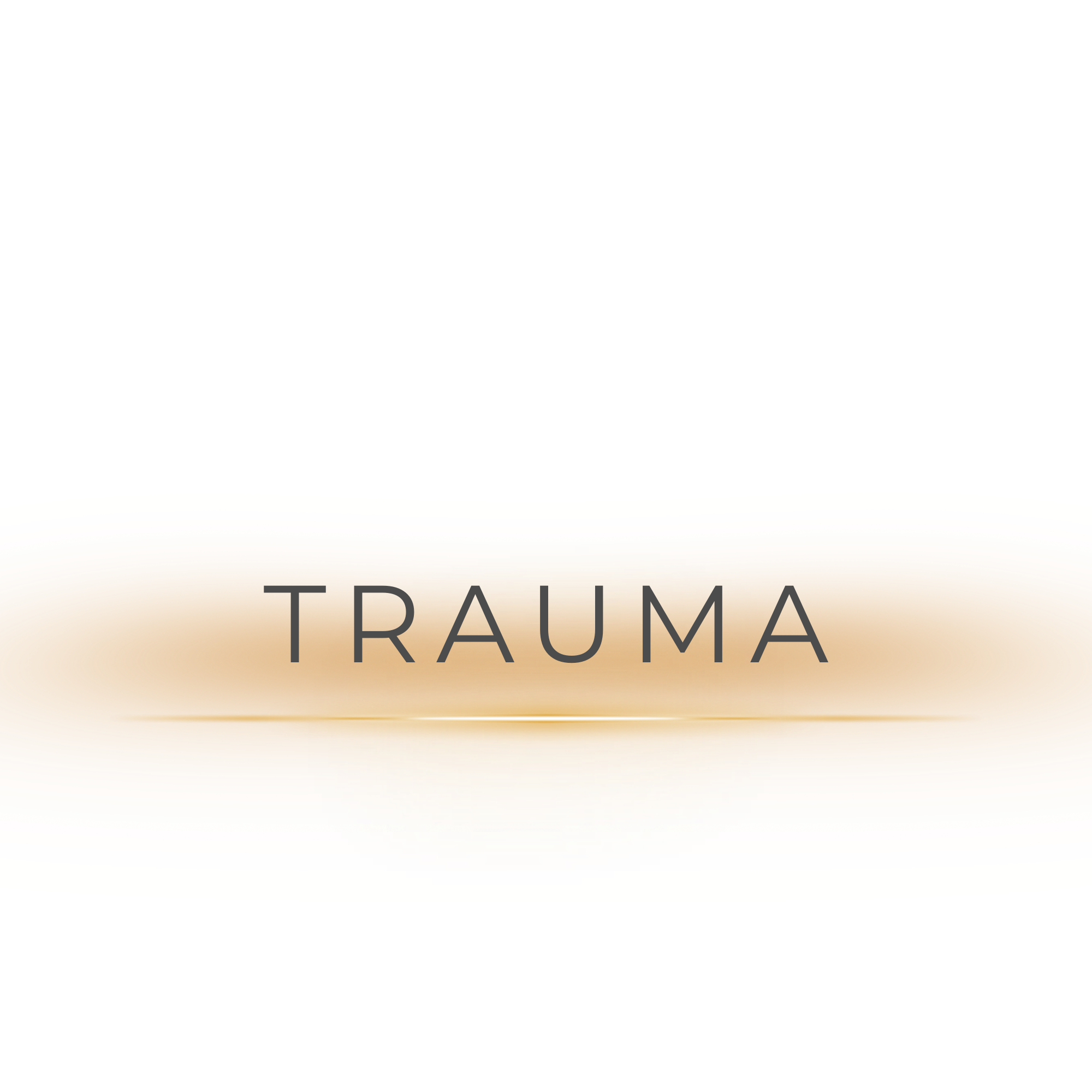 The word 'TRAUMA' written in black on a distorted, wavy background with beige, yellow, and pink colors.