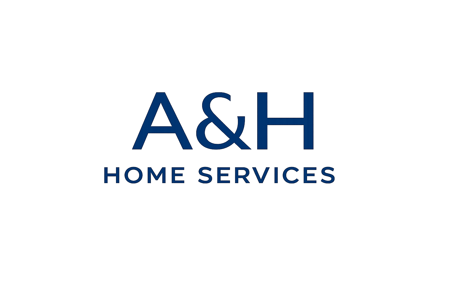 Logo for A&H Home Services in dark blue text on a black background.