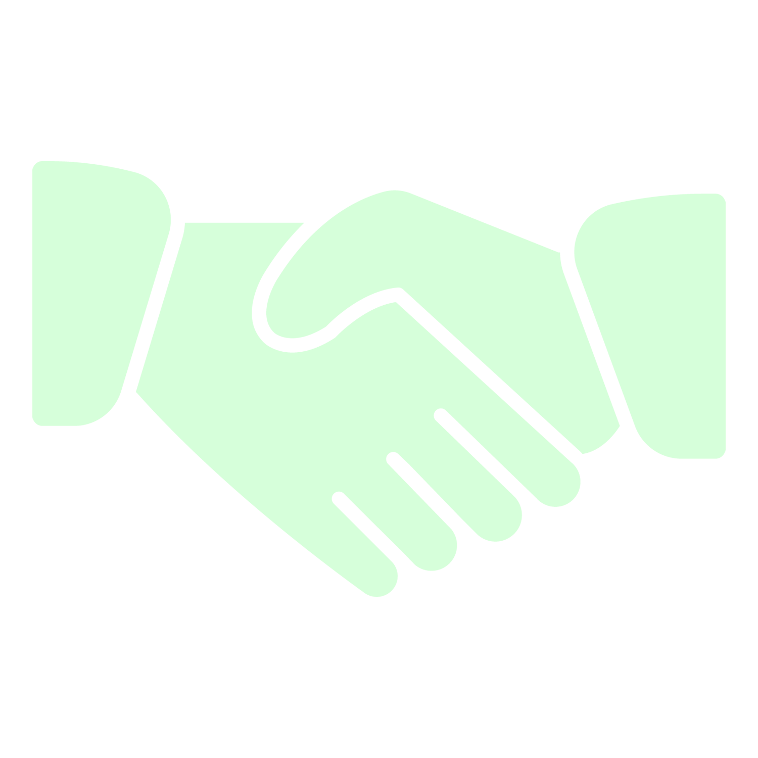 Outline illustration of two hands shaking.