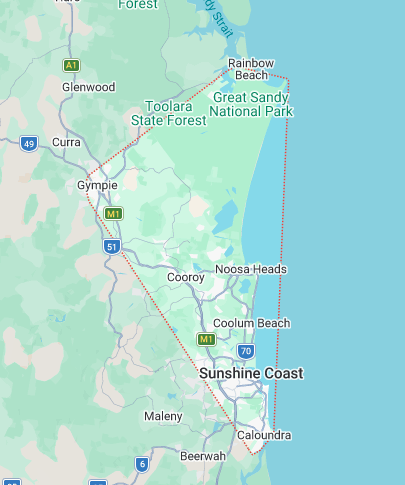 gympie sunshine coast noosa cooroy amamoor goombarian curra traveston yandina monkland veteran victory hieghts tewantin tin can bay