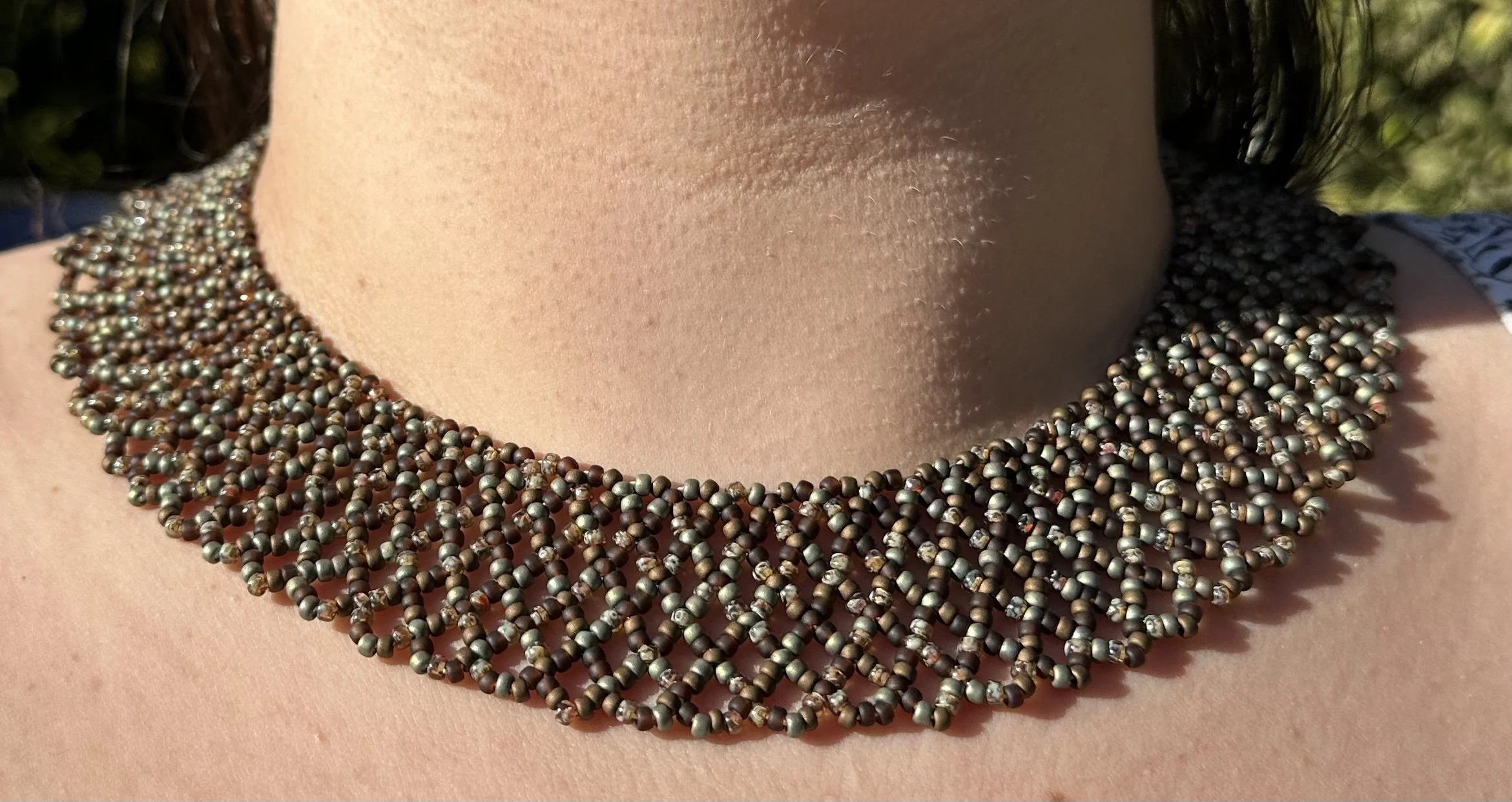 Woven Scalloped Seed Bead Necklace