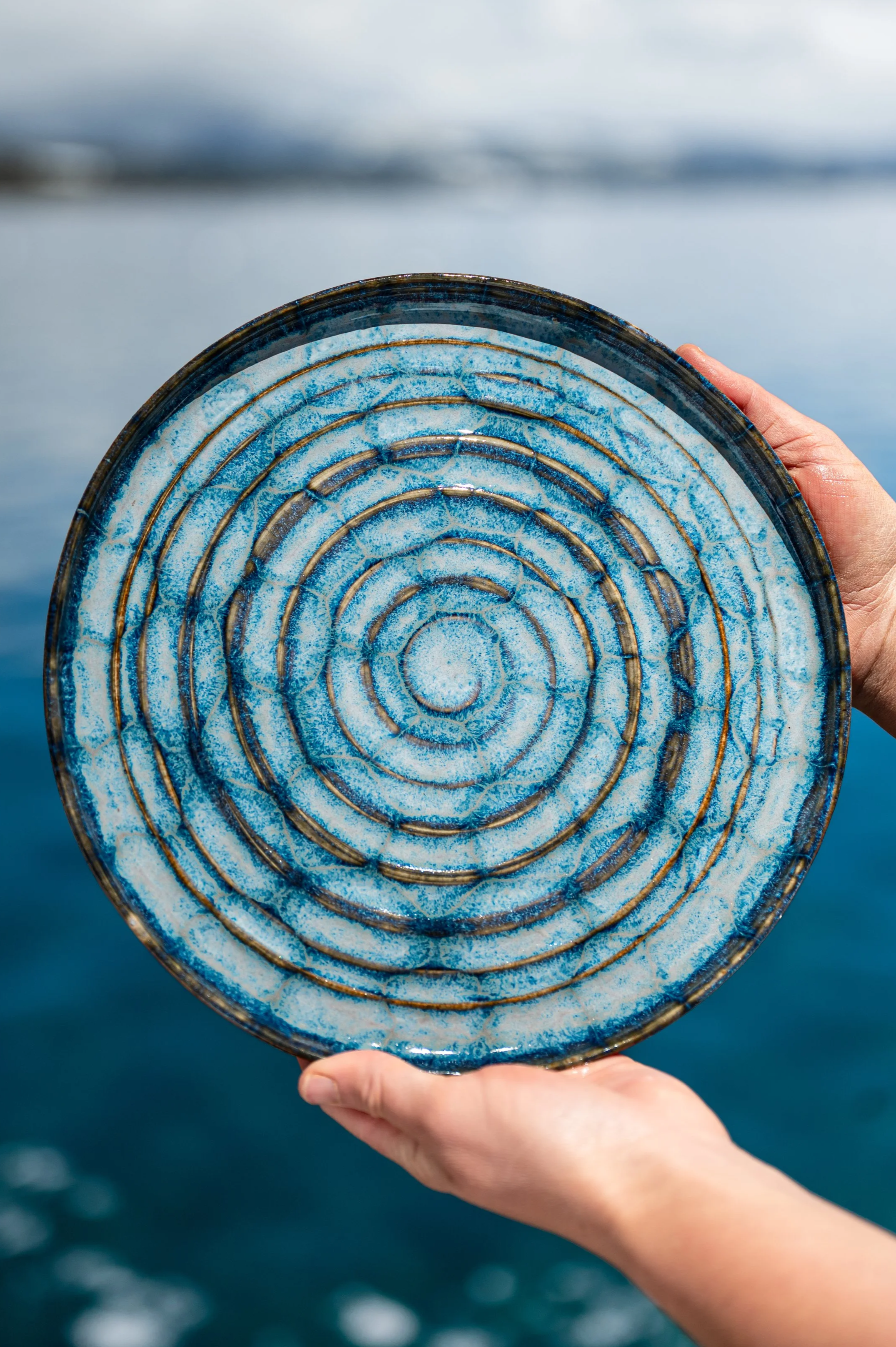 Large Blue Serving Plate
