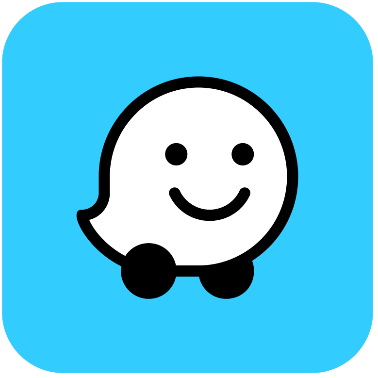 A cute, round white character with a smiling face, black eyes, and black legs, set against a blue background.