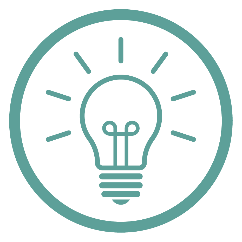 Illustration of a light bulb inside a circle, symbolizing an idea or innovation.