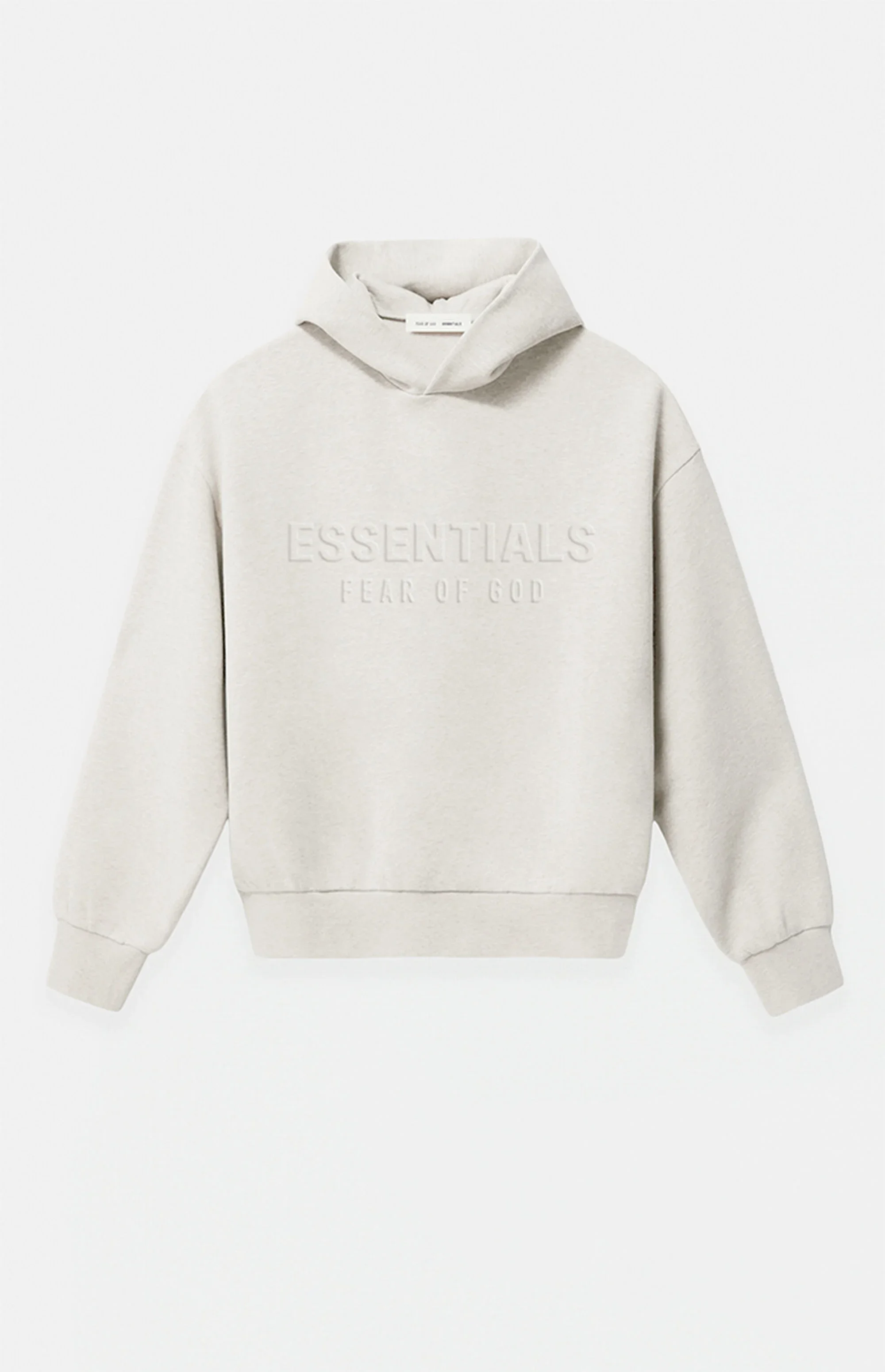 Fear of God ESSENTIALS Heather Oatmeal Embossed Classic Hoodie