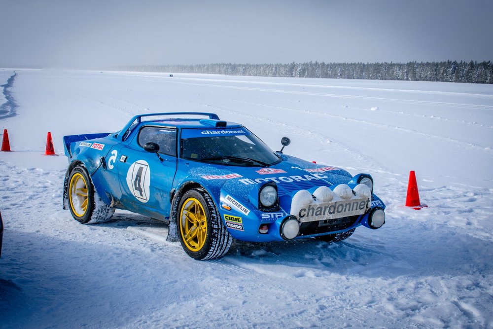 Lancia Stratos replica on a frozen lake