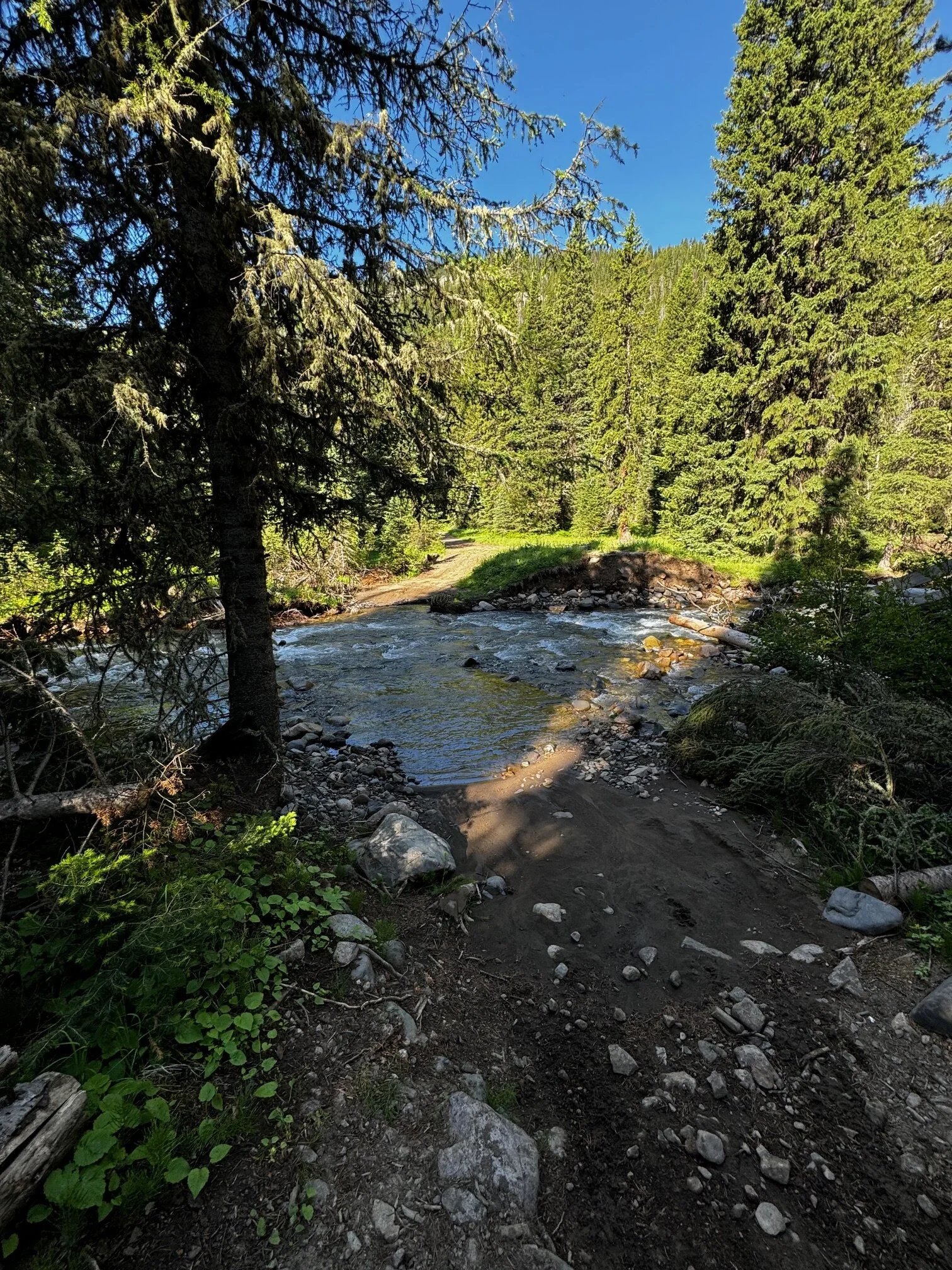 Washed-out section on the Blue Lake Trail